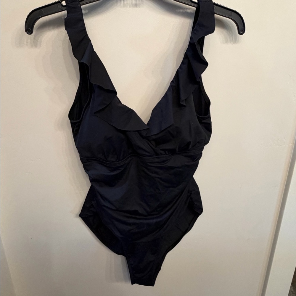 Lauren Ralph Lauren Black Ruffle One Piece Swimsuit